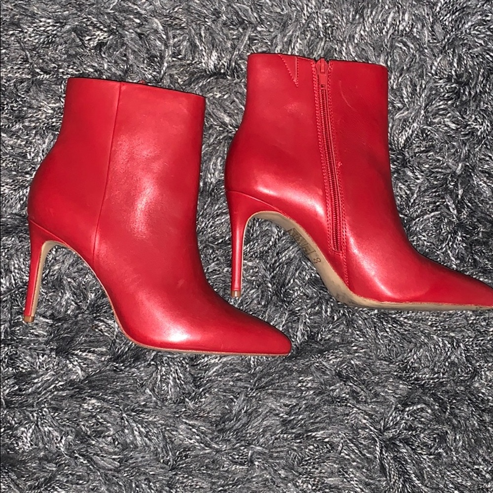 Red heel booties.
